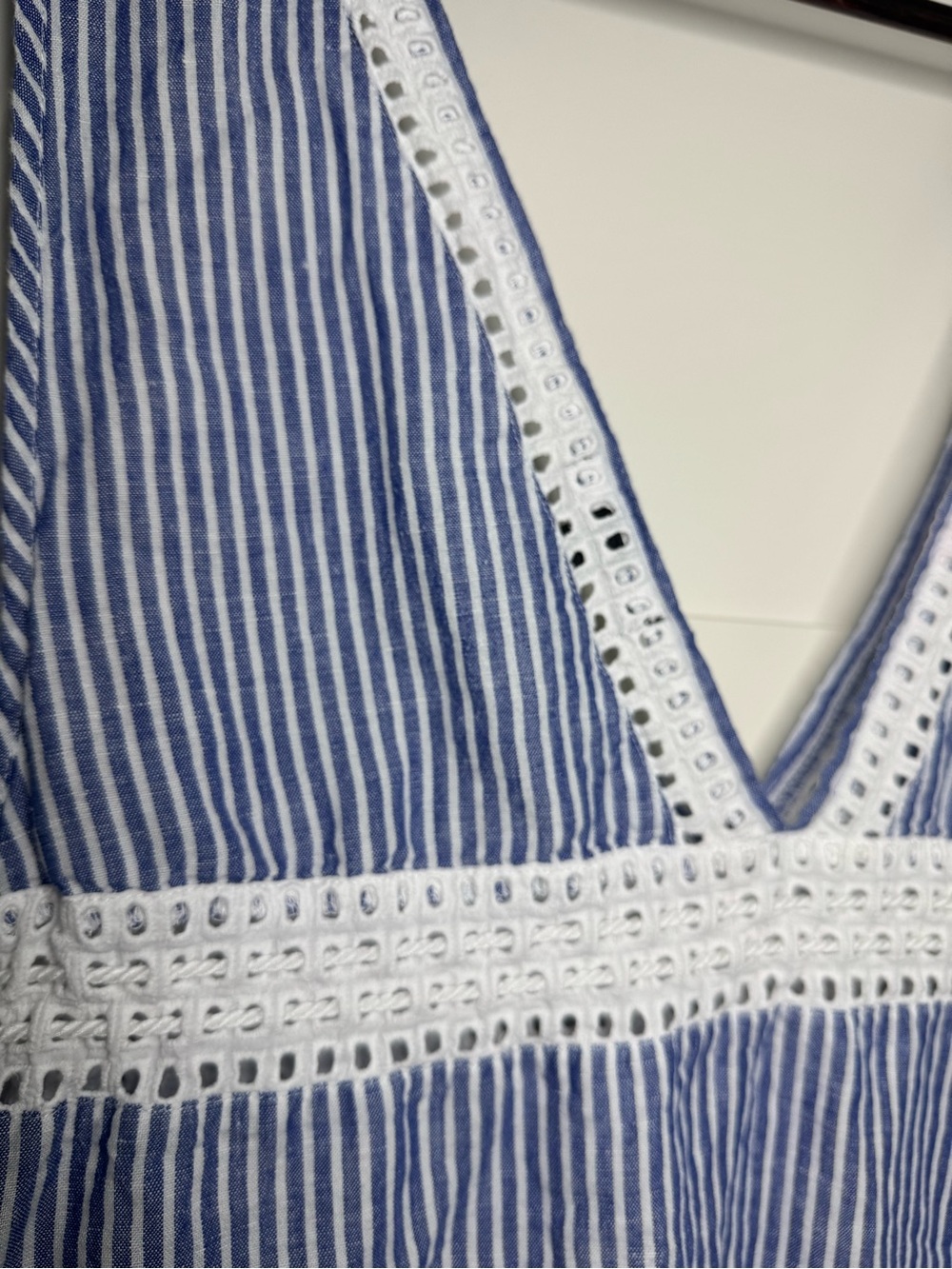 J. Crew Striped Eyelet Swim Tunic Cover-Up Dress Linen/Cotton Blend Size Small - Picture 15 of 15